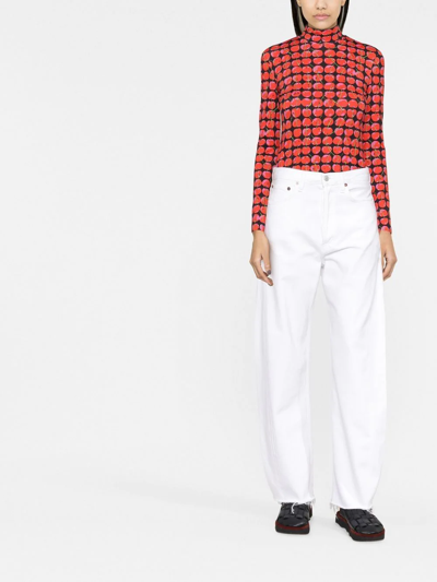 La Doublej Cherry-print Turtle Neck Top In Black