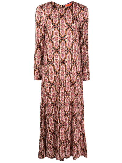 La Doublej Dress With Tapestry Pattern In Orange