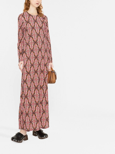 La Doublej Dress With Tapestry Pattern In Orange