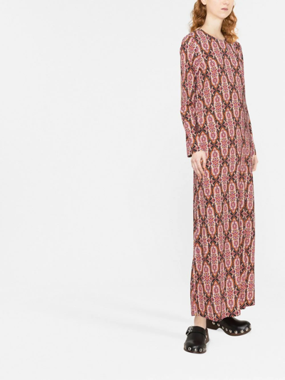 La Doublej Dress With Tapestry Pattern In Orange