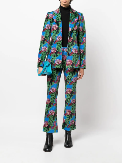 Shop La Doublej Floral-print Single-breasted Blazer In Green