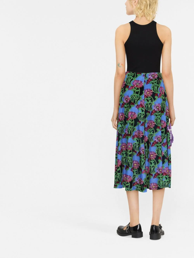 Shop La Doublej Kenny Floral-print Skirt In Grün