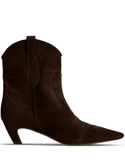 Shop Khaite The Dallas Ankle Boots In Braun