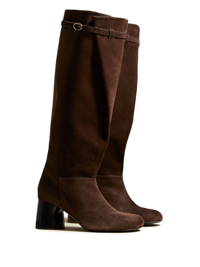 Shop Khaite Admiral Knee-high Buckled Boots In Brown