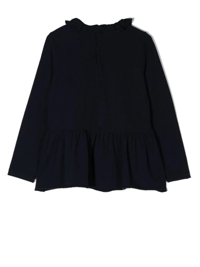 Il Gufo Ruffled Long-sleeved Blouse In Blau