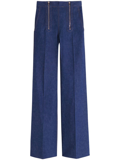 Shop Victoria Beckham High-waisted Flared Jeans In Blue