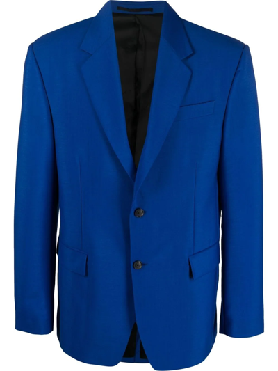 Shop Versace Single-breasted Blazer In Blau