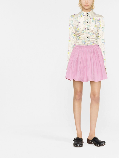 Shop Red Valentino Micro-ruched Detail Skirt In Rosa