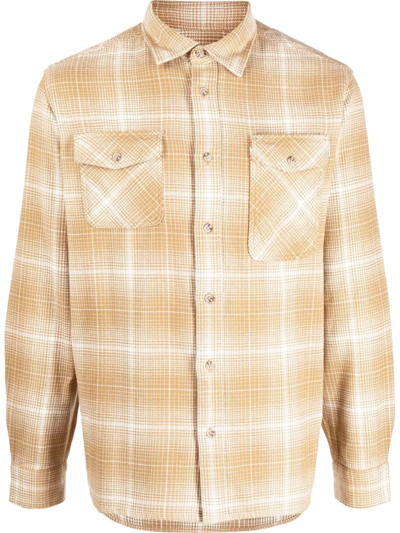 Shop Woolrich Check-pattern Button-up Shirt In Yellow