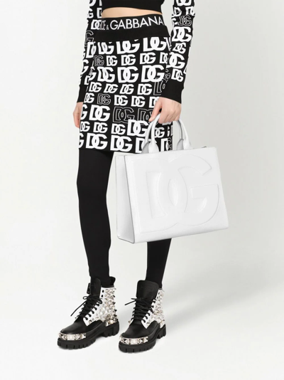 Shop Dolce & Gabbana Medium Dg Daily Tote Bag In White