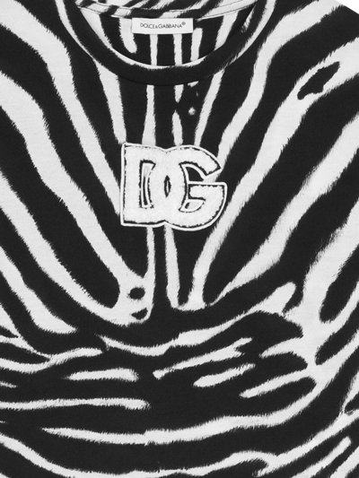 Dolce & Gabbana Zebra-print Cotton T-shirt In Weiss