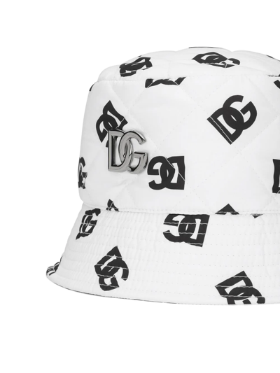 Dolce & Gabbana Dg-logo Bucket Hat In Weiss