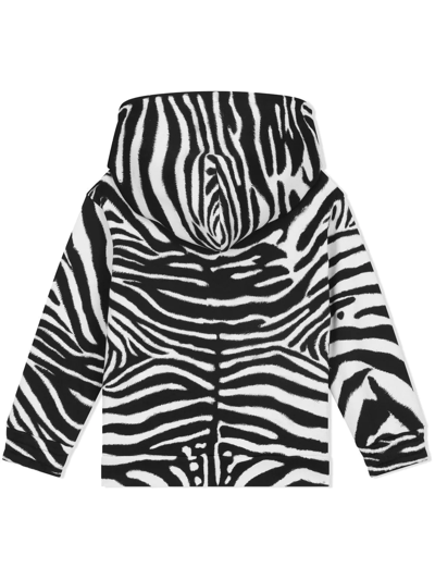 Dolce & Gabbana Zebra-print Cotton Hoodie In Weiss