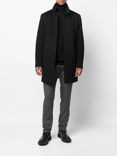 Shop Moorer Single-breasted Button Peacoat In Black
