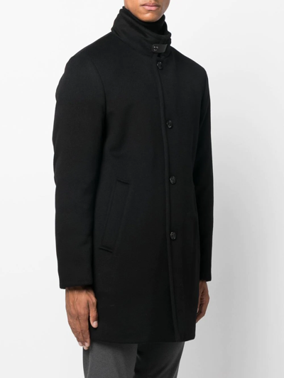 Shop Moorer Single-breasted Button Peacoat In Black