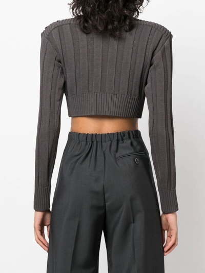 Shop Low Classic Ribbed Cropped Sweater In Grau