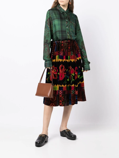 Shop Pierre-louis Mascia Gonna Floral-print Velvet Skirt In Multicolour