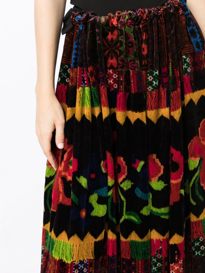 Shop Pierre-louis Mascia Gonna Floral-print Velvet Skirt In Multicolour