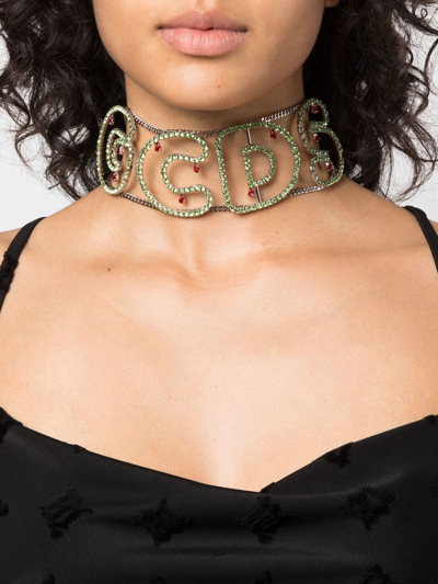 Shop Gcds Logo-lettering Choker Necklace In Grün