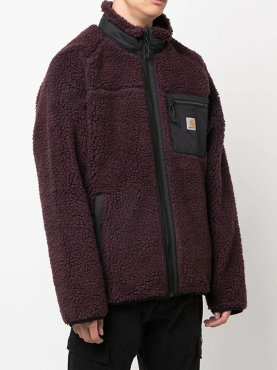 Shop Carhartt Logo-patch Fleece Jacket In Violett