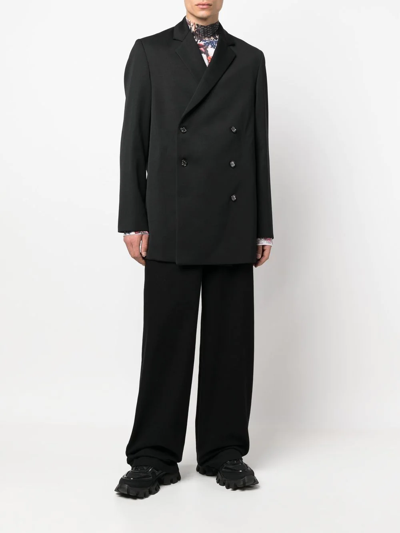 Shop 424 Double Breasted Wool Coat In Schwarz