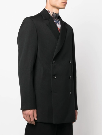 Shop 424 Double Breasted Wool Coat In Schwarz