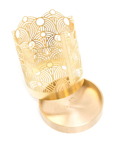 Shop Skultuna Lunar Small Candle Holder In Gold