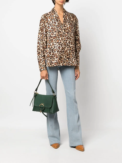 Shop Alberto Biani Leopard-print Satin Shirt In Braun