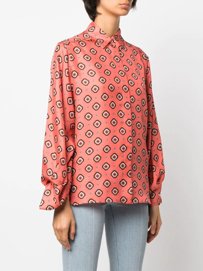 Shop Alberto Biani Patterned Silk Shirt In Rosa