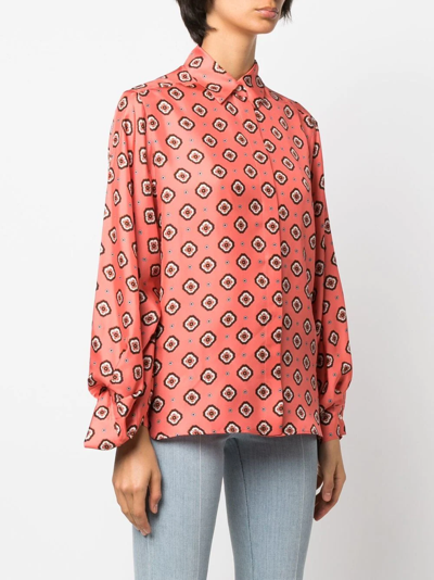 Alberto Biani Patterned Silk Shirt In Rosa