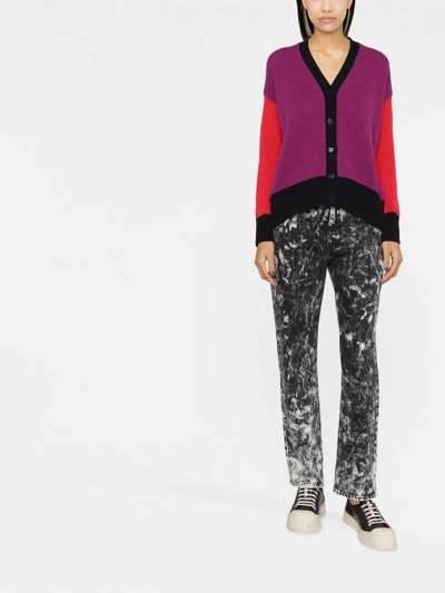 Shop Marni Multi-panel V-neck Cardigan In Violett