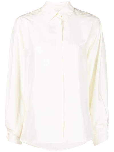 Shop Alberto Biani Silk Satin Shirt In Weiss