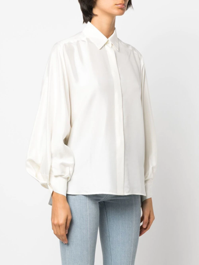 Shop Alberto Biani Silk Satin Shirt In Weiss