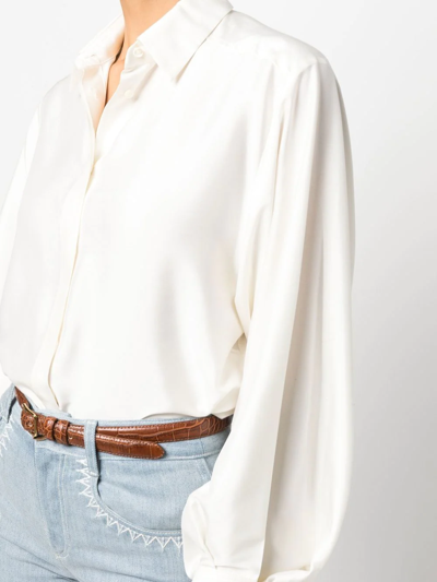 Shop Alberto Biani Silk Satin Shirt In Weiss