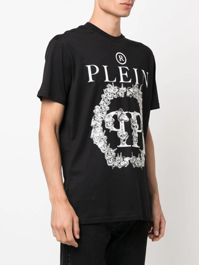 Shop Philipp Plein Logo-print Cotton T-shirt In Schwarz