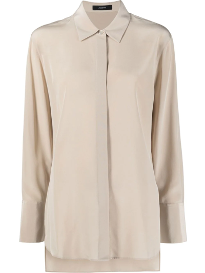 Shop Joseph Crepe De Soie Bold Silk Blouse In Nude