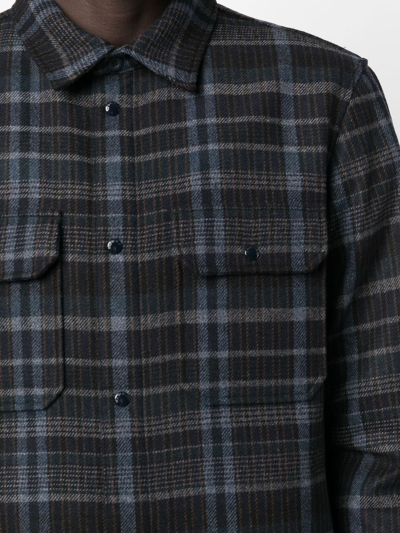 Shop Woolrich Plaid Check-print Shirt Jacket In Blau