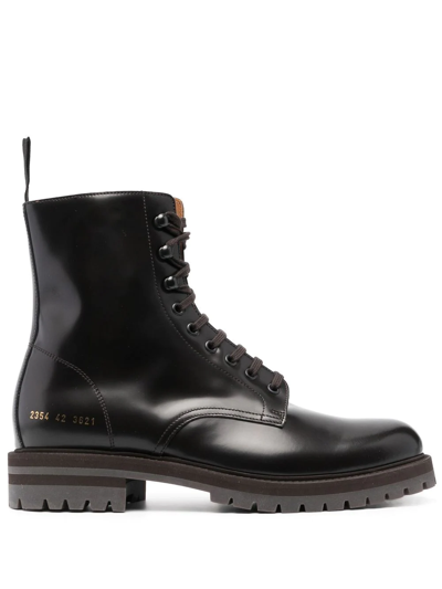 Shop Common Projects Lace-up Fastening Combat Boots In Braun