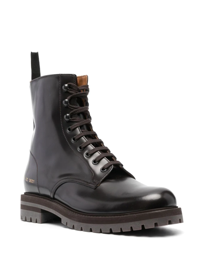 Shop Common Projects Lace-up Fastening Combat Boots In Braun