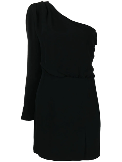 Shop Federica Tosi One-shoulder Mini Dress In Schwarz
