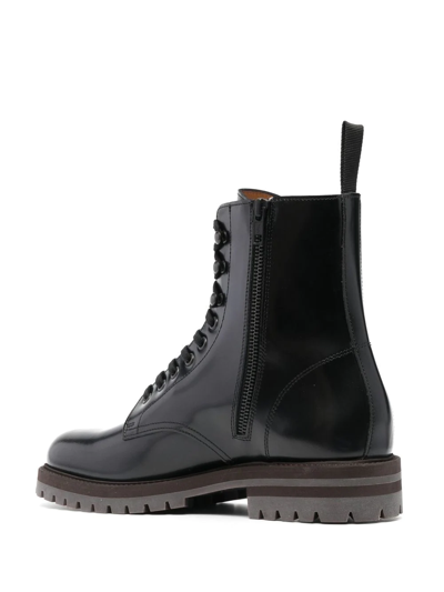 Shop Common Projects Side Logo-print Lace-up Boots In Schwarz