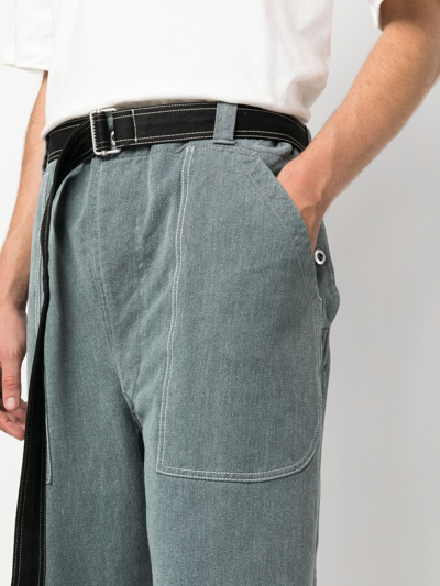 Shop Oamc Belted Straight-leg Jeans In Grün