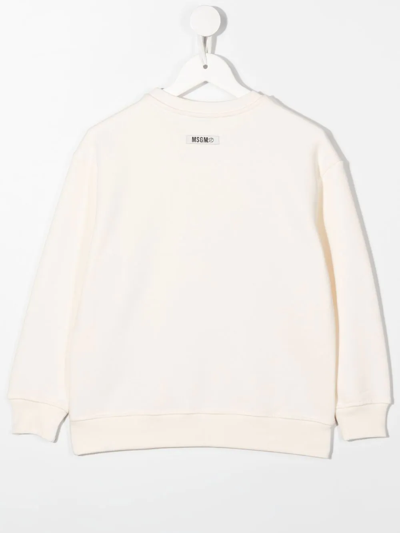 Msgm Varsity Logo-print Sweatshirt In Nude