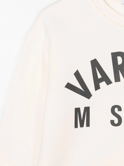 Shop Msgm Varsity Logo-print Sweatshirt In Nude