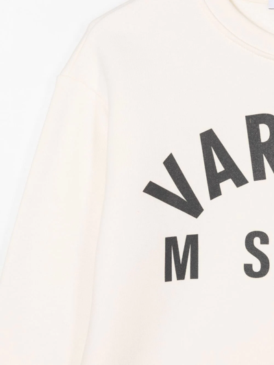 Msgm Varsity Logo-print Sweatshirt In Nude