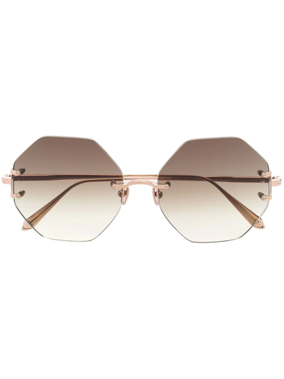 Shop Linda Farrow Arua Hexagon-frame Sunglasses In Pink