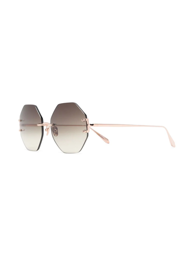 Shop Linda Farrow Arua Hexagon-frame Sunglasses In Pink