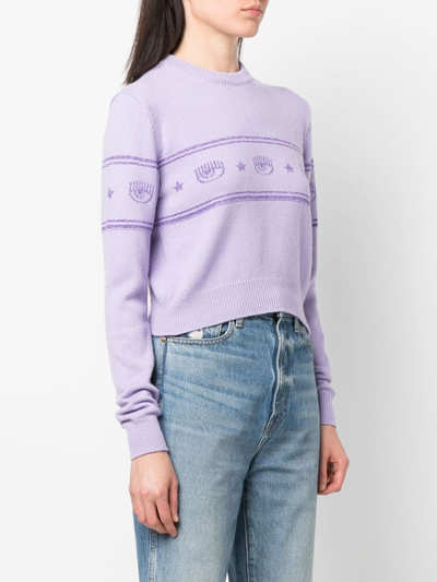 Shop Chiara Ferragni Intarsia-knit Logo Jumper In Violett