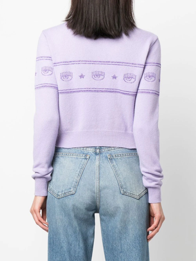 Shop Chiara Ferragni Intarsia-knit Logo Jumper In Violett