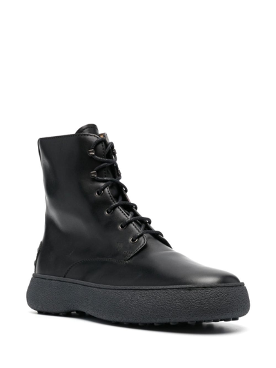 Shop Tod's W.g. Lace-up Leather Boots In Schwarz